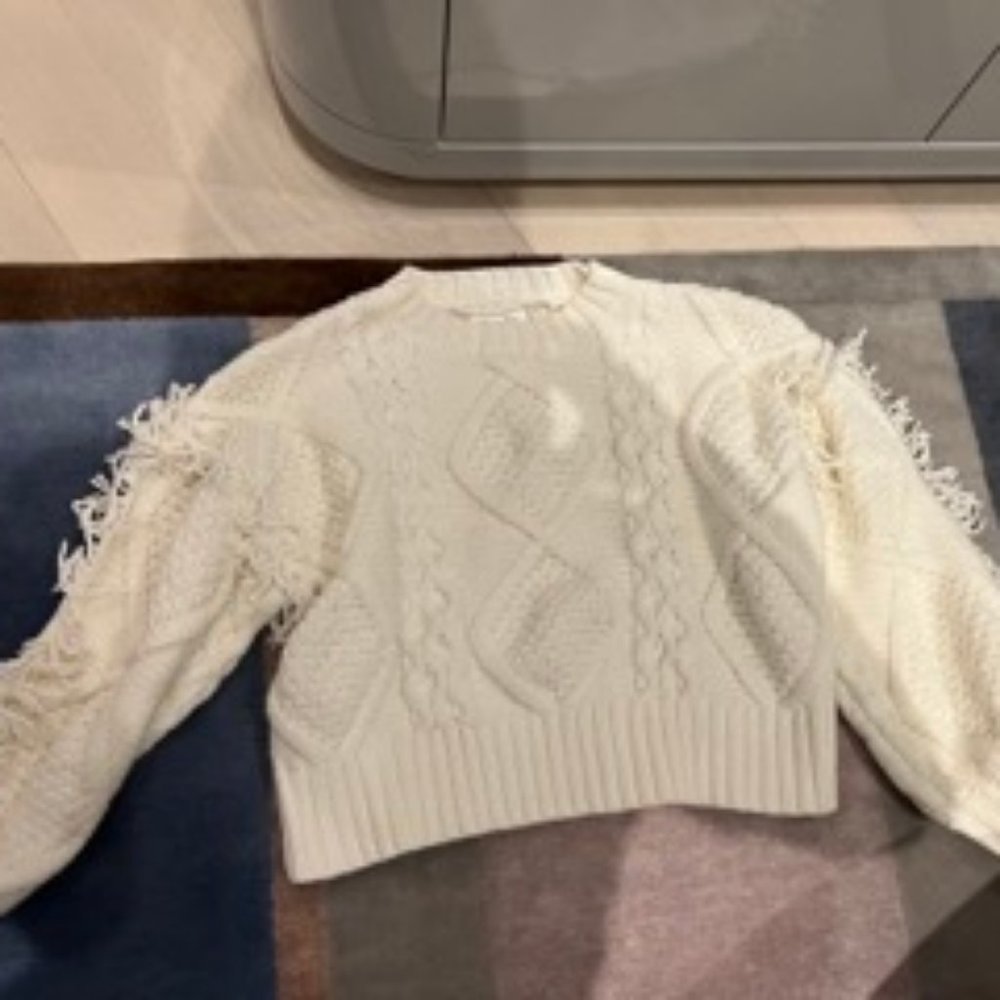Cream Cable Knit Sweater- Line and Dot. 100% Cotton